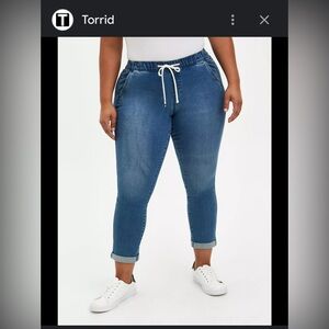 COPY - Blue Denim Jogger Pants with Black Stripes plus size